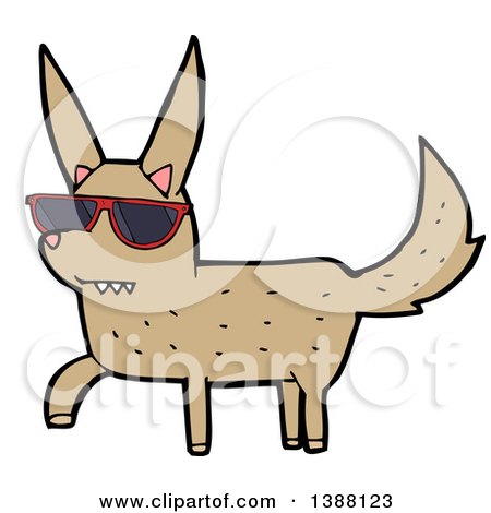 Clipart of a Cartoon Dog Wearing Sunglasses - Royalty Free Vector Illustration by lineartestpilot