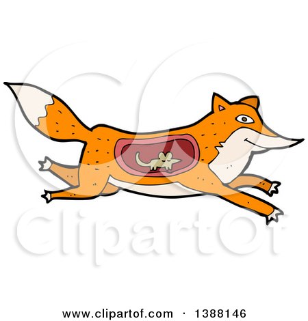 Clipart of a Cartoon Mouse Running Inside a Fox - Royalty Free Vector Illustration by lineartestpilot