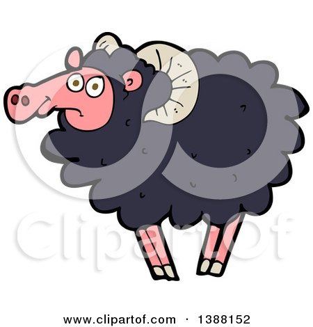 Clipart of a Cartoon Black Sheep - Royalty Free Vector Illustration by lineartestpilot