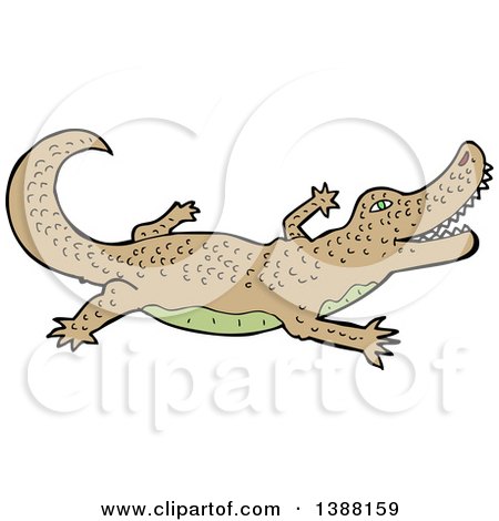 Clipart of a Tan Crocodile or Alligator - Royalty Free Vector Illustration by lineartestpilot