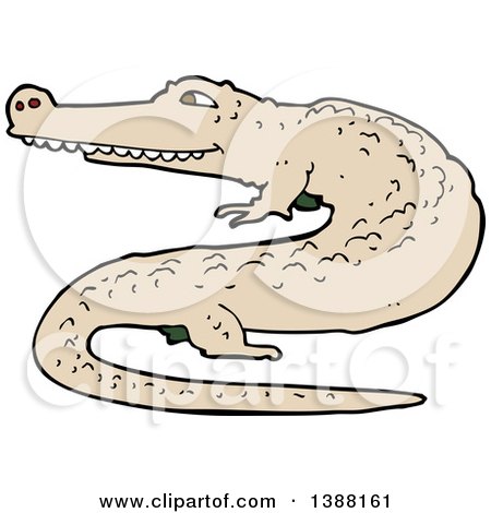 Clipart of a Tan Crocodile or Alligator - Royalty Free Vector Illustration by lineartestpilot