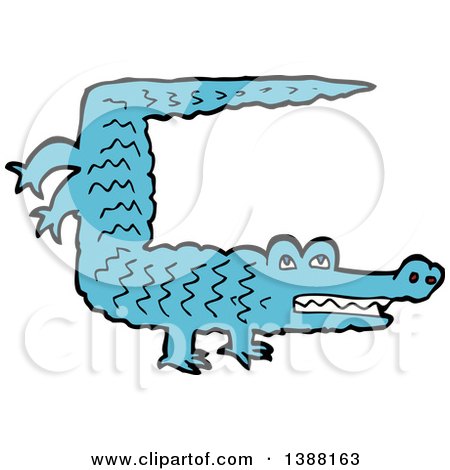 Clipart of a Blue Crocodile or Alligator Doing a Hand Stand - Royalty Free Vector Illustration by lineartestpilot