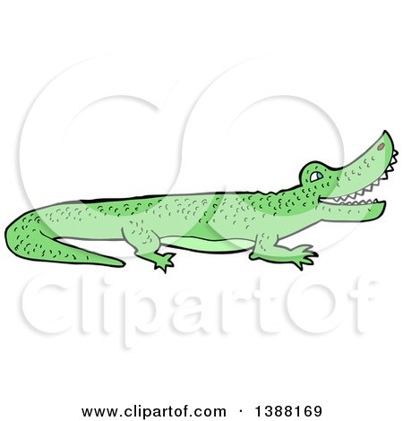 Clipart of a Green Crocodile or Alligator - Royalty Free Vector Illustration by lineartestpilot