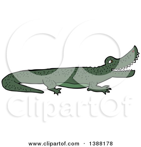 Clipart of a Green Crocodile or Alligator - Royalty Free Vector Illustration by lineartestpilot
