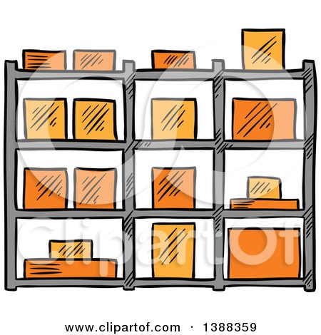 Clipart of a Sketched Shipping Box - Royalty Free Vector Illustration by Vector Tradition SM