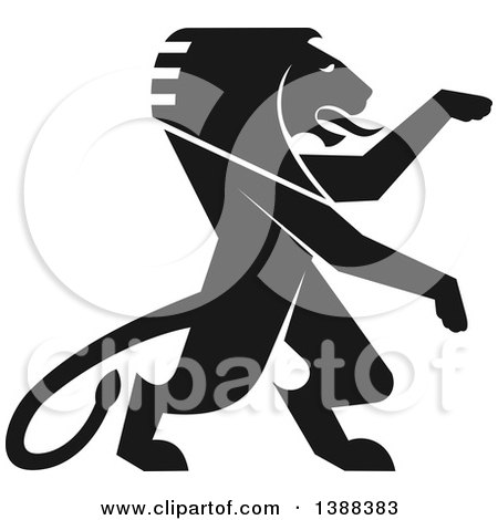 Clipart of a Black Silhouetted Rampant Lion - Royalty Free Vector Illustration by Vector Tradition SM