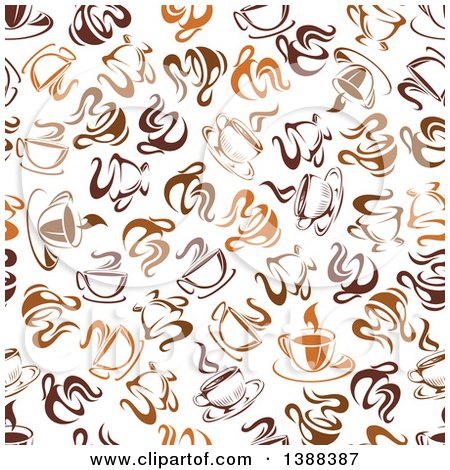 Clipart of a Seamless Background Pattern of Hot Coffee - Royalty Free Vector Illustration by Vector Tradition SM