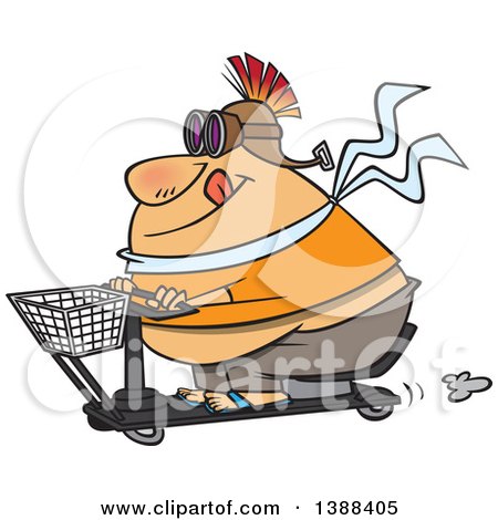 Clipart of a Cartoon Fat White Man Wearing a Helmet and Goggles on a Scooter - Royalty Free Vector Illustration by toonaday