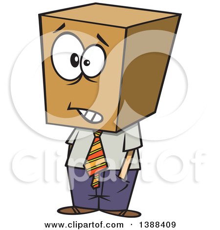 Clipart of a Cartoon Business Man with a Block Head - Royalty Free Vector Illustration by toonaday