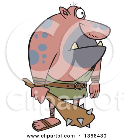 Clipart of a Cartoon Cyclops Holding a Club - Royalty Free Vector Illustration by toonaday