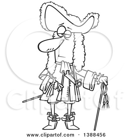 Clipart of a Cartoon Black and White Lineart Man, Louis the Great, King of France - Royalty Free Vector Illustration by toonaday