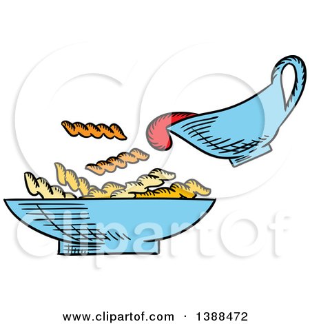 Clipart of a Sketched Bowl of Pasta - Royalty Free Vector Illustration by Vector Tradition SM