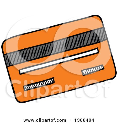 Clipart of a Sketched Orange Credit Card - Royalty Free Vector Illustration by Vector Tradition SM
