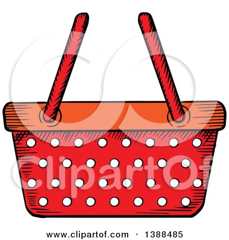 Clipart of a Sketched Red Shopping Basket - Royalty Free Vector Illustration by Vector Tradition SM