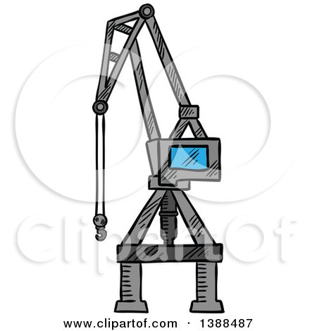 Clipart of a Sketched Industrial Crane Lift - Royalty Free Vector Illustration by Vector Tradition SM