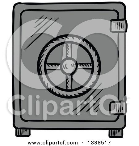 Clipart of a Sketched Bank Vault - Royalty Free Vector Illustration by Vector Tradition SM