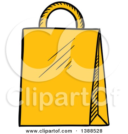 Clipart of a Sketched Yellow Shopping Bag - Royalty Free Vector Illustration by Vector Tradition SM