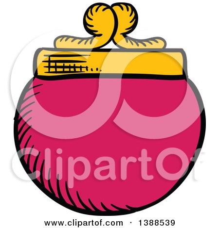 Clipart of a Sketched Pink Coin Purse - Royalty Free Vector Illustration by Vector Tradition SM