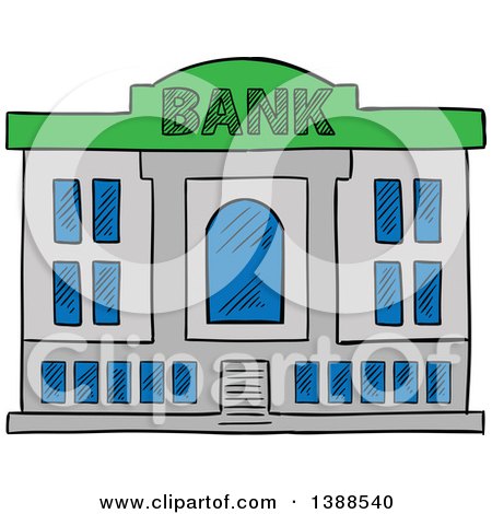 Clipart of a Sketched Bank Building - Royalty Free Vector Illustration by Vector Tradition SM