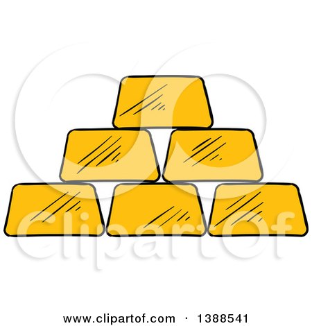Clipart of a Sketched Gold Bars - Royalty Free Vector Illustration by Vector Tradition SM