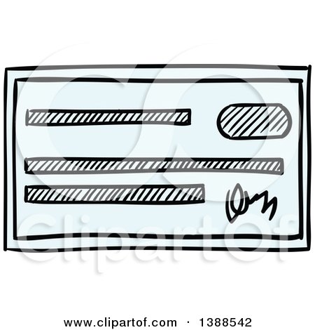Clipart of a Sketched Bank Check - Royalty Free Vector Illustration by Vector Tradition SM