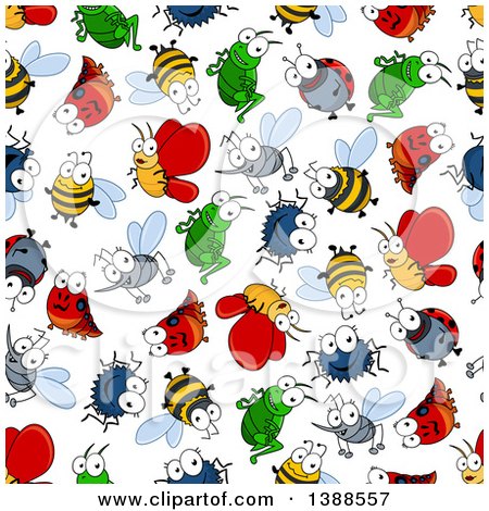 Clipart of a Seamless Background Pattern of Insects - Royalty Free Vector Illustration by Vector Tradition SM