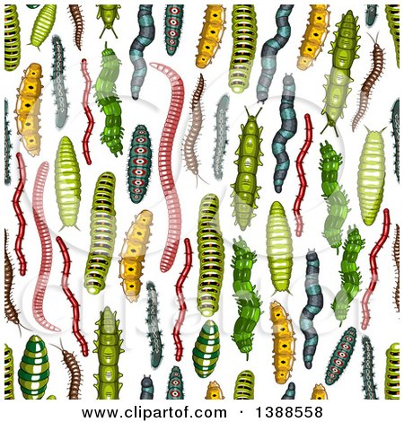 Clipart of a Seamless Background Pattern of Caterpillars and Worms - Royalty Free Vector Illustration by Vector Tradition SM