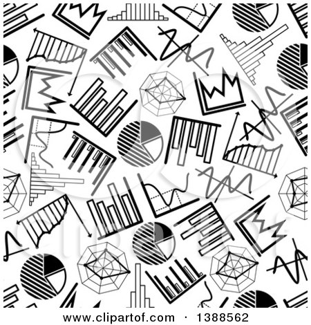 Clipart of a Seamless Background Pattern of Black and White Charts and Graphs - Royalty Free Vector Illustration by Vector Tradition SM
