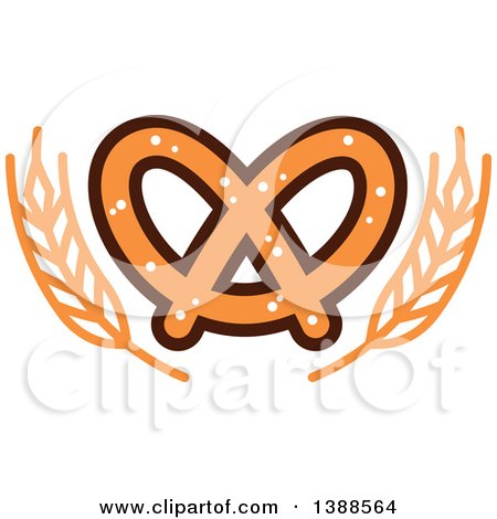 Clipart of a Bakery Design with Wheat and a Soft Pretzel - Royalty Free Vector Illustration by Vector Tradition SM