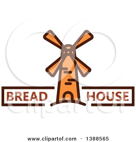 Clipart of a Bakery Design with Text and Windmill - Royalty Free Vector Illustration by Vector Tradition SM