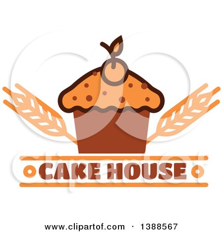 Clipart of a Bakery Design with Text, Wheat and a Cupcake - Royalty Free Vector Illustration by Vector Tradition SM