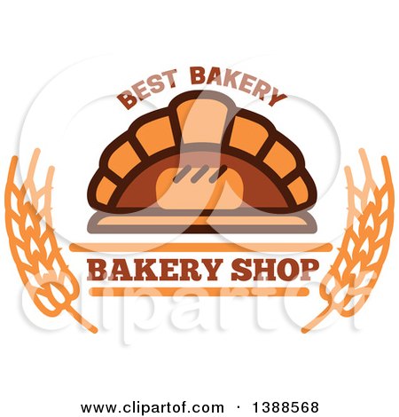 Clipart of a Bakery Design with Text, Wheat and Bread in a Brick Oven - Royalty Free Vector Illustration by Vector Tradition SM