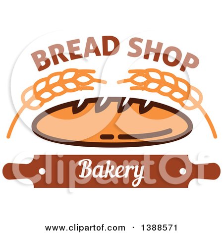 Clipart of a Bakery Design with Text, Wheat, Bread and a Rolling Pin - Royalty Free Vector Illustration by Vector Tradition SM