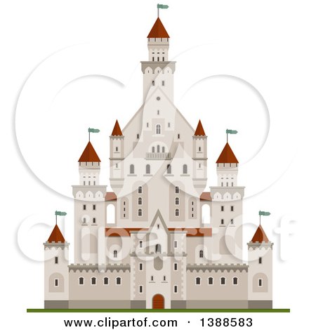 Clipart of a Castle with Maroon Turrets - Royalty Free Vector Illustration by Vector Tradition SM