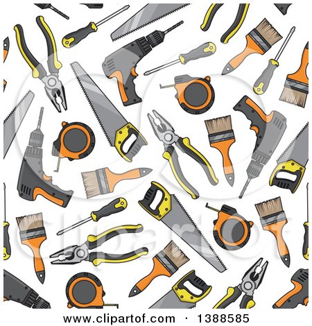 Clipart of a Seamless Background Pattern of Tools - Royalty Free Vector Illustration by Vector Tradition SM