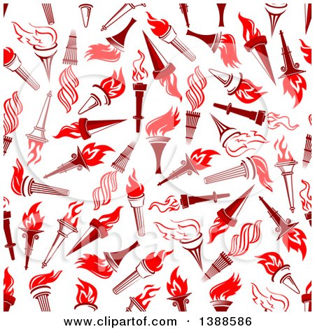 Clipart of a Seamless Background Pattern of Red Torches - Royalty Free Vector Illustration by Vector Tradition SM