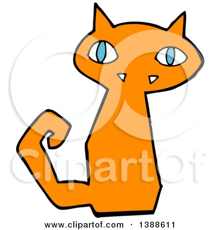 Clipart of a Cartoon Ginger Kitty Cat - Royalty Free Vector Illustration by lineartestpilot
