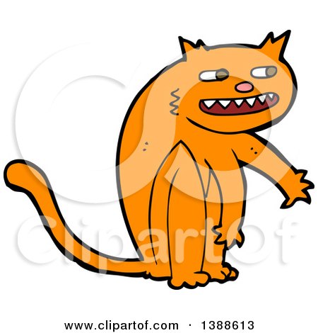 Clipart of a Cartoon Ginger Kitty Cat - Royalty Free Vector Illustration by lineartestpilot