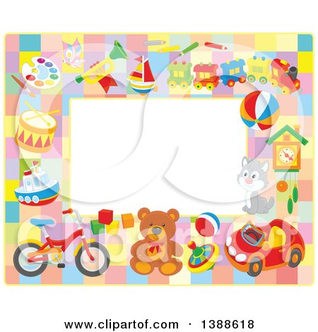 Clipart of a Horizontal Border Frame of Toys - Royalty Free Vector Illustration by Alex Bannykh