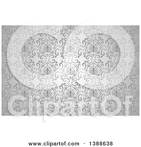Clipart of a Vintage Ornate Silver Pattern Background - Royalty Free Vector Illustration by dero