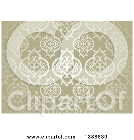 Clipart of a Vintage Ornate Golden Pattern Background - Royalty Free Vector Illustration by dero
