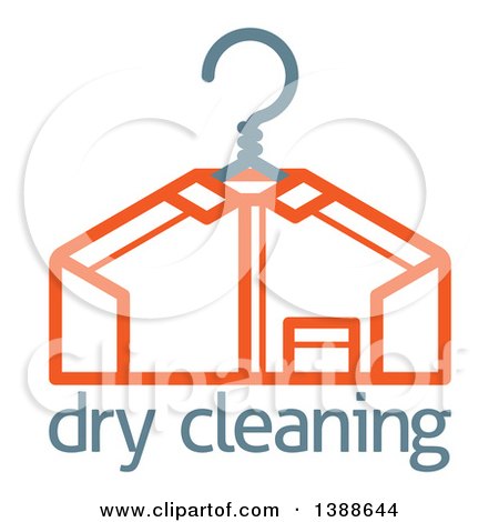 Clipart of a Freshly Laundered Shirt on a Hanger over Dry Cleaning Text - Royalty Free Vector Illustration by AtStockIllustration