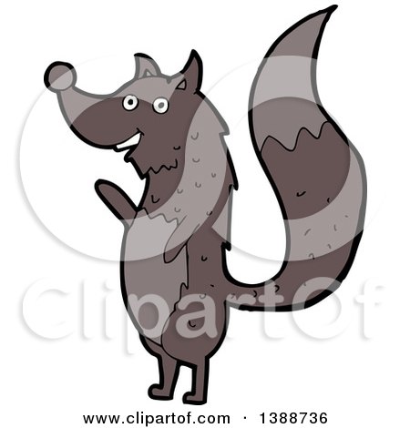 Clipart of a Cartoon Wolf - Royalty Free Vector Illustration by lineartestpilot