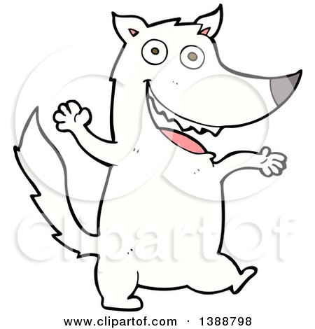 Clipart of a Cartoon White Wolf - Royalty Free Vector Illustration by lineartestpilot