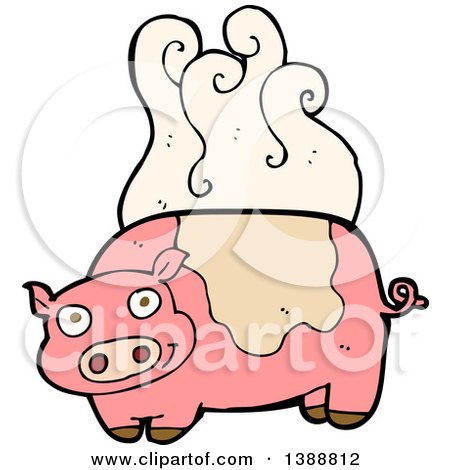Clipart of a Cartoon Stinky Pink Pig - Royalty Free Vector Illustration by lineartestpilot