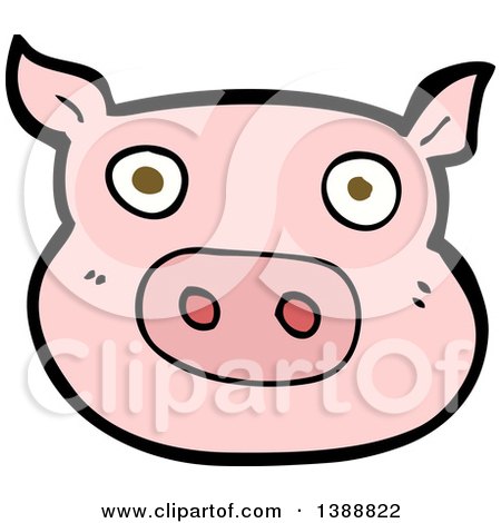 Clipart of a Cartoon Pink Pig - Royalty Free Vector Illustration by lineartestpilot