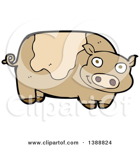 Clipart of a Cartoon Brown Pig - Royalty Free Vector Illustration by lineartestpilot