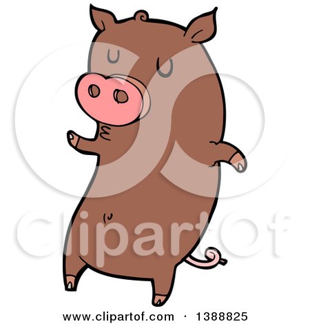Clipart of a Cartoon Brown Pig - Royalty Free Vector Illustration by lineartestpilot