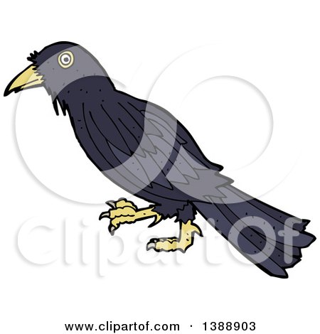 Clipart of a Cartoon Crow Bird - Royalty Free Vector Illustration by lineartestpilot