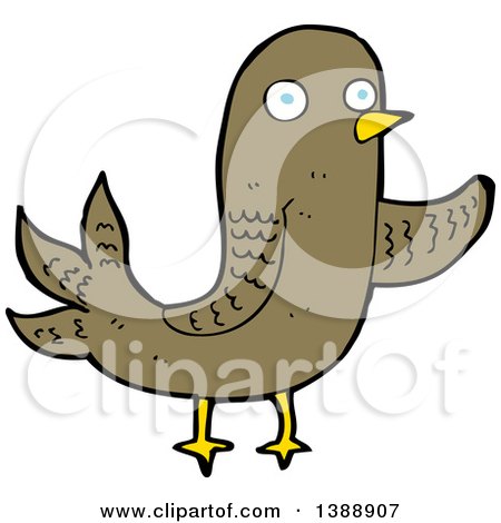 Clipart of a Cartoon Brown Bird - Royalty Free Vector Illustration by lineartestpilot